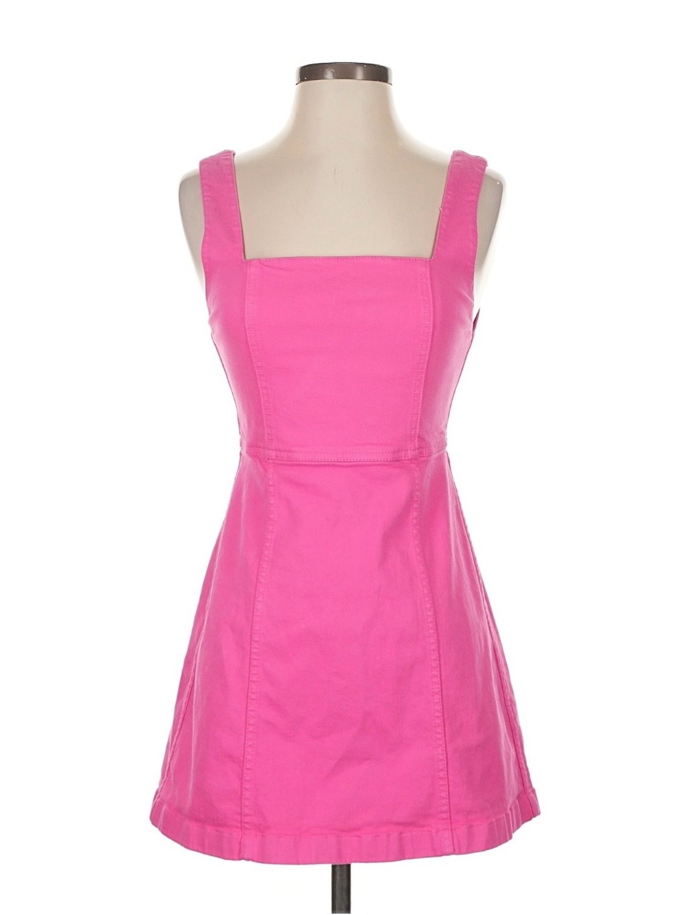 Alice + Olivia Pink Denim Mini Dress Stretch Cotton Exposed Zip Cute Size 0
